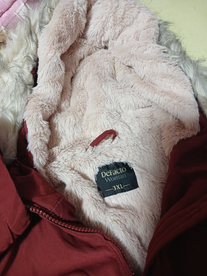 Bordo Fermuarlı Midi Kadın Mont - Görsel 2