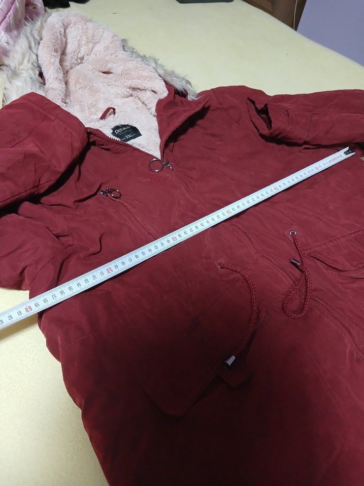 Bordo Fermuarlı Midi Kadın Mont - Görsel 3