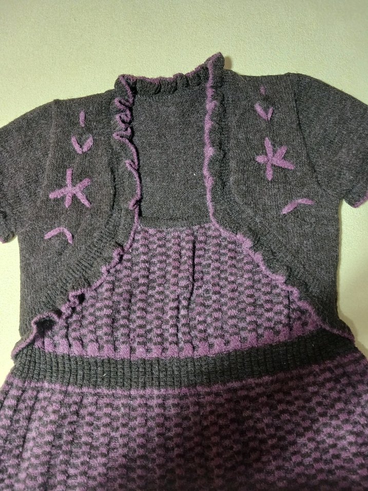 Mor Uzun Triko Straplez Elbise - Görsel 2