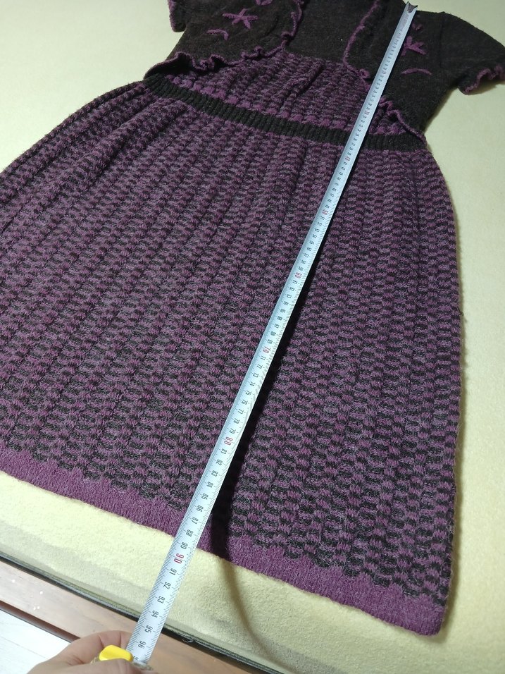 Mor Uzun Triko Straplez Elbise - Görsel 3