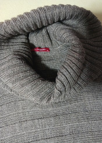 Gri Boğazlı Triko Kadın Kazak - Görsel 2