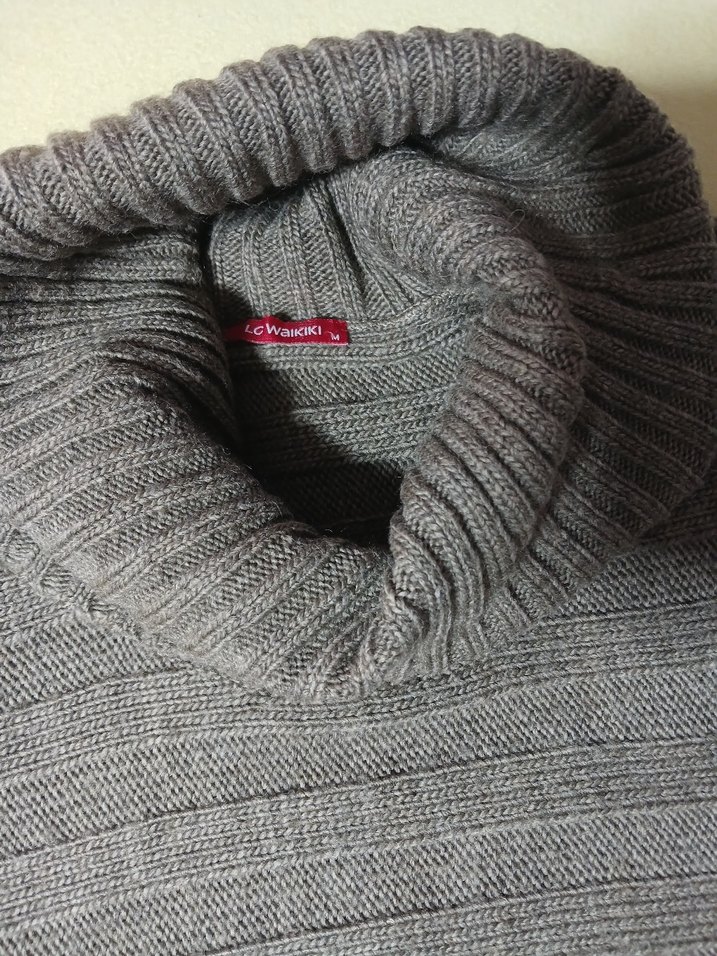 Gri Boğazlı Triko Kadın Kazak - Görsel 2