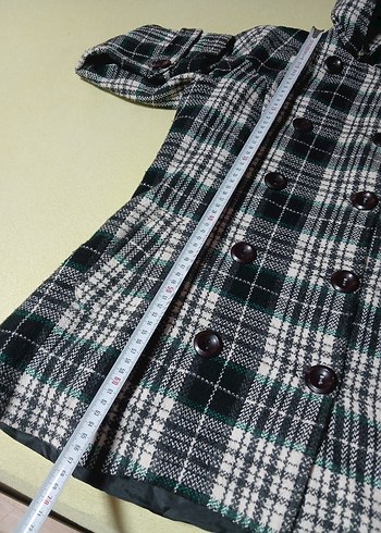 Düğmeli Ekose Desenli Midi Hamile Kaban - Görsel 4