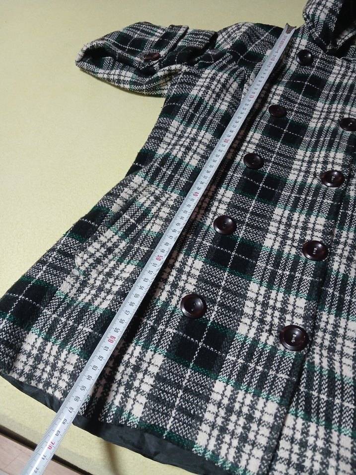 Düğmeli Ekose Desenli Midi Hamile Kaban - Görsel 4