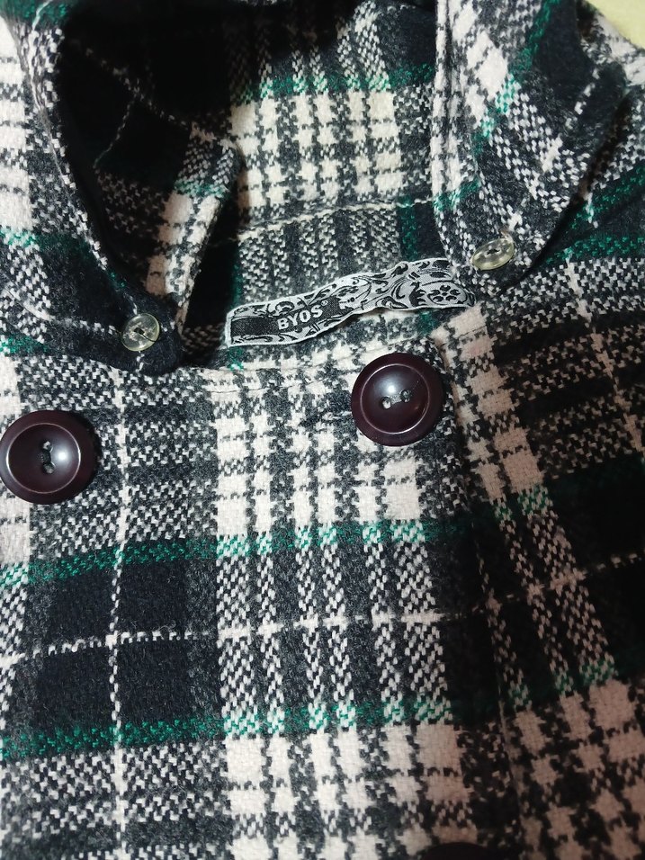 Düğmeli Ekose Desenli Midi Hamile Kaban - Görsel 2