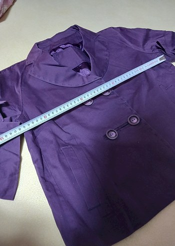 Mor Düğmeli Midi Hamile Ceketi - Görsel 3