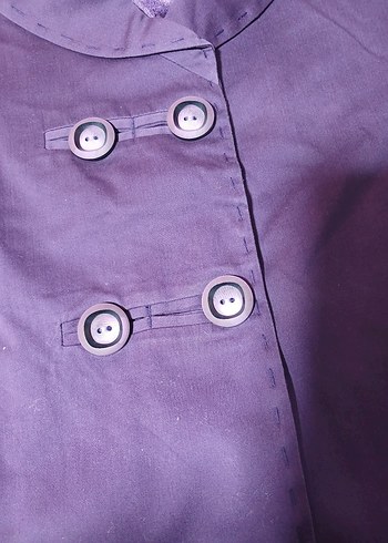 Mor Düğmeli Midi Hamile Ceketi - Görsel 7