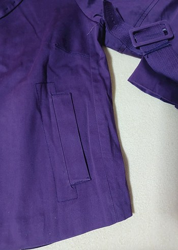 Mor Düğmeli Midi Hamile Ceketi - Görsel 4