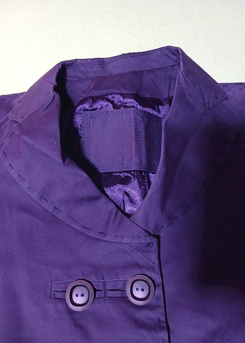 Mor Düğmeli Midi Hamile Ceketi - Görsel 5