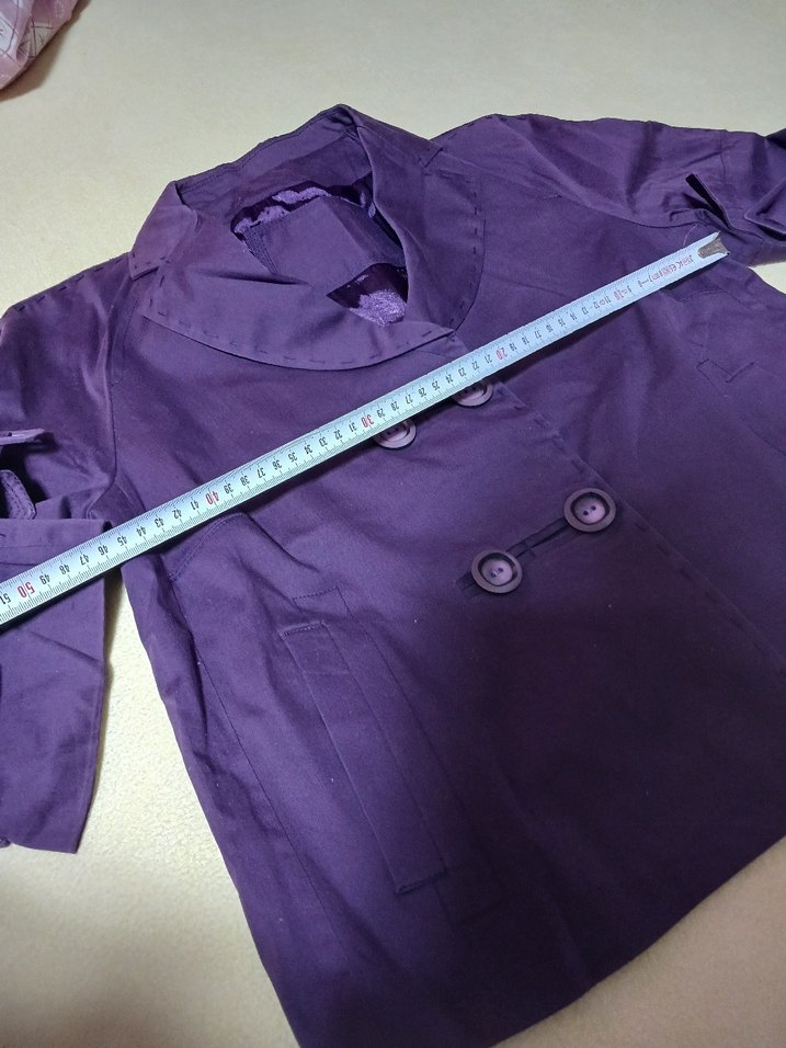 Mor Düğmeli Midi Hamile Ceketi - Görsel 3