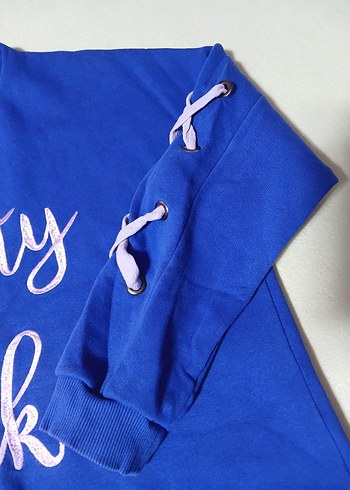 Mavi Baskılı Kadın Sweatshirt - Görsel 4