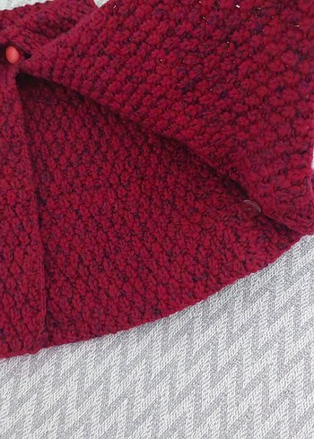 Bordo Kız Çocuk Triko Panço - Görsel 3