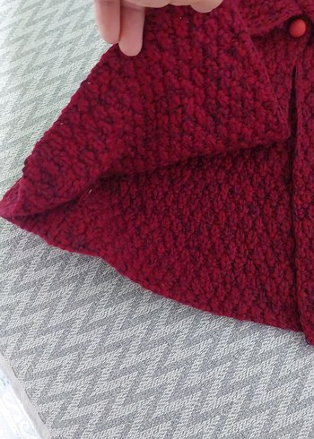 Bordo Kız Çocuk Triko Panço - Görsel 2