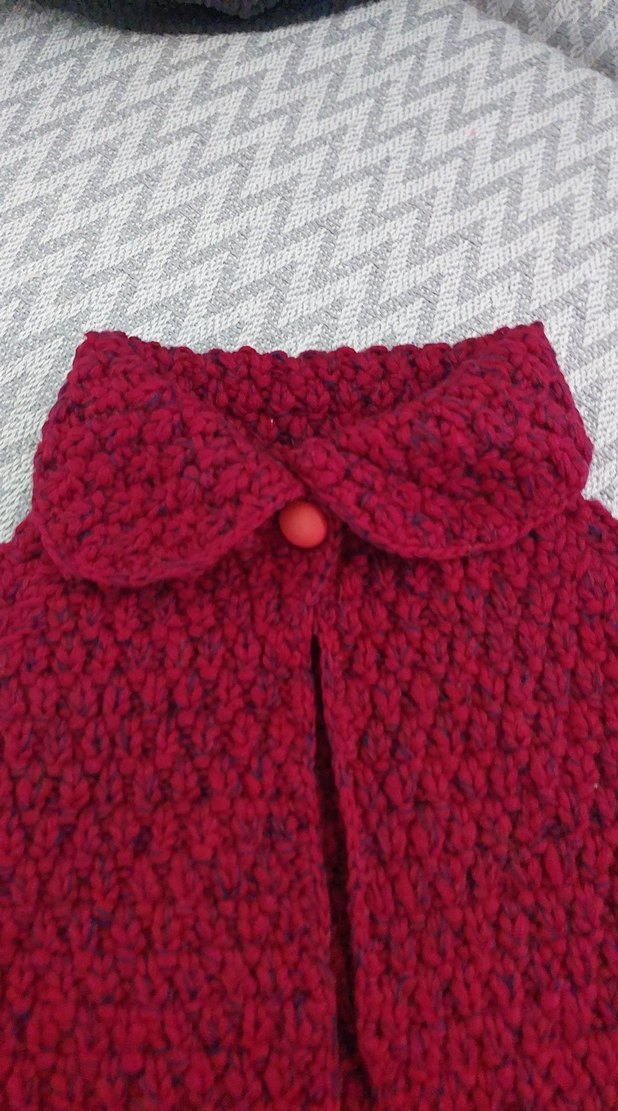 Bordo Kız Çocuk Triko Panço - Görsel 4