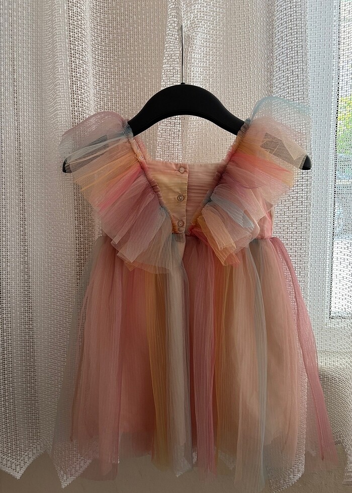 Renkli tül elbise - Görsel 2