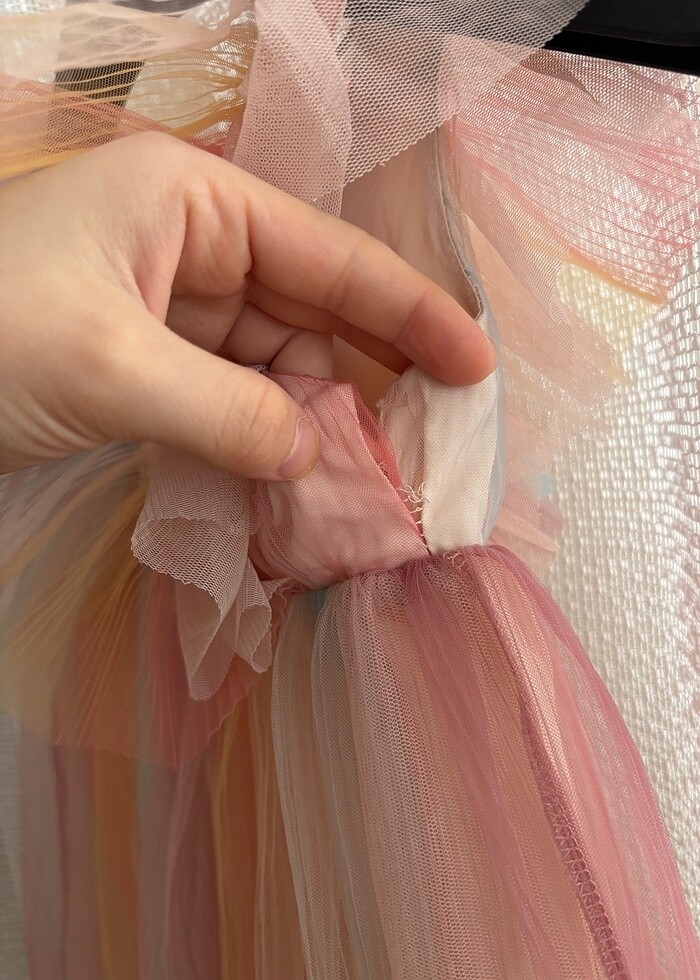 Renkli tül elbise - Görsel 3