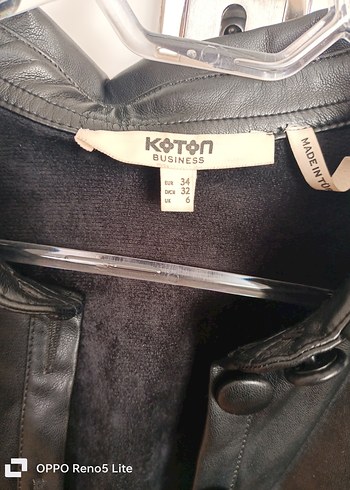 Koton Düğmeli Siyah Deri Kadın Ceket