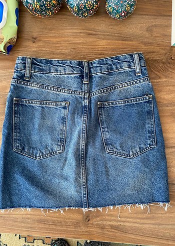 Kadın Mavi Denim Mini Etek - Görsel 3