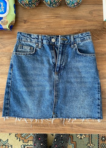 Kadın Mavi Denim Mini Etek - Görsel 2