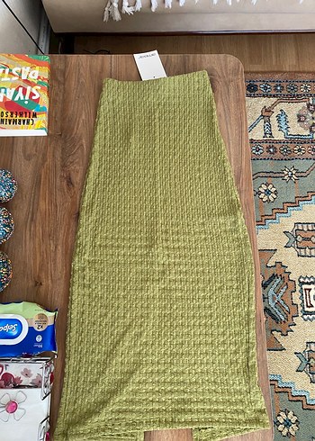 Kadın Haki Triko Uzun Etek - Görsel 2