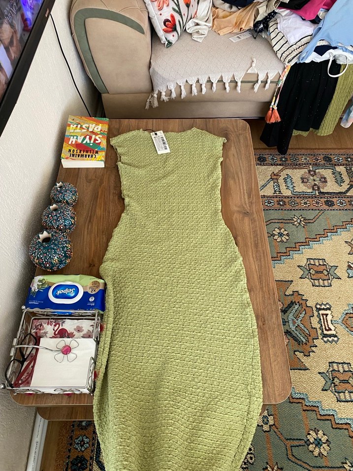 Haki uzun elbise - Görsel 3