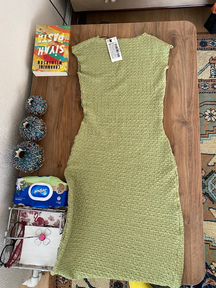 Haki uzun elbise - Görsel 5