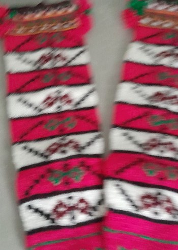 Renkli Nakışlı Yün  Örgü köy çorabı - Görsel 4