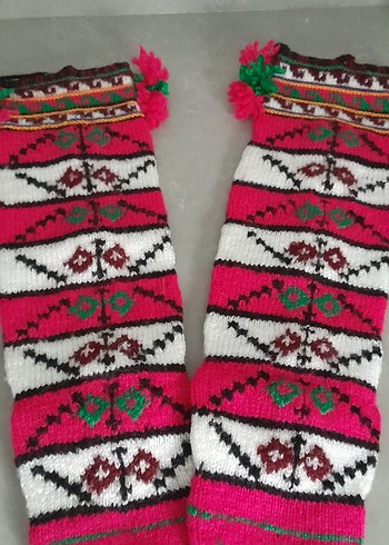 Renkli Nakışlı Yün  Örgü köy çorabı - Görsel 6