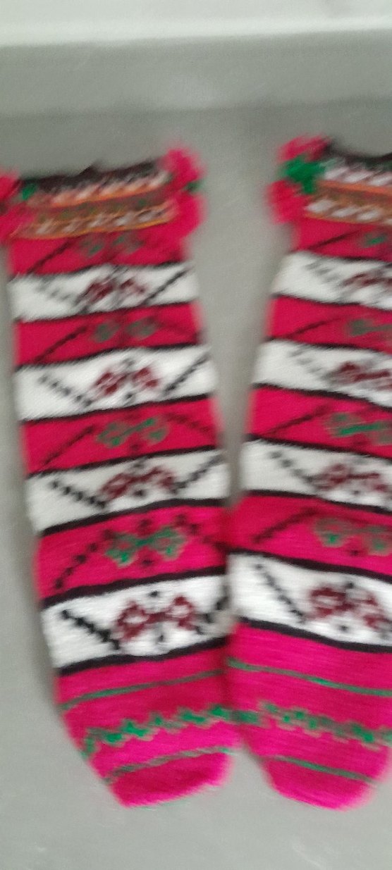 Renkli Nakışlı Yün  Örgü köy çorabı - Görsel 4