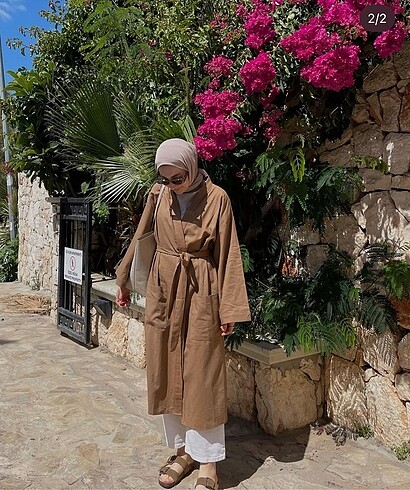 Keten Uzun Bağlamalı Kimono