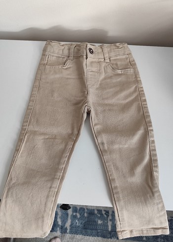 18-24 Ay Beden camel Renk Düğmeli Bej Erkek Pantolon