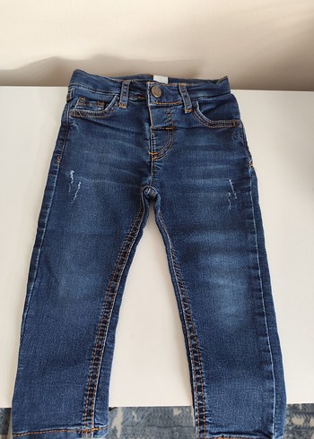 12-18 Ay Beden mavi Renk Erkek Koyu Mavi Düğmeli Slim Denim Pantolon