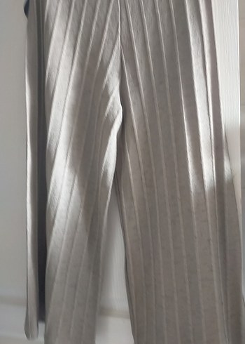 28 Beden Bej örme Pilili Kadın merserize Pantolon