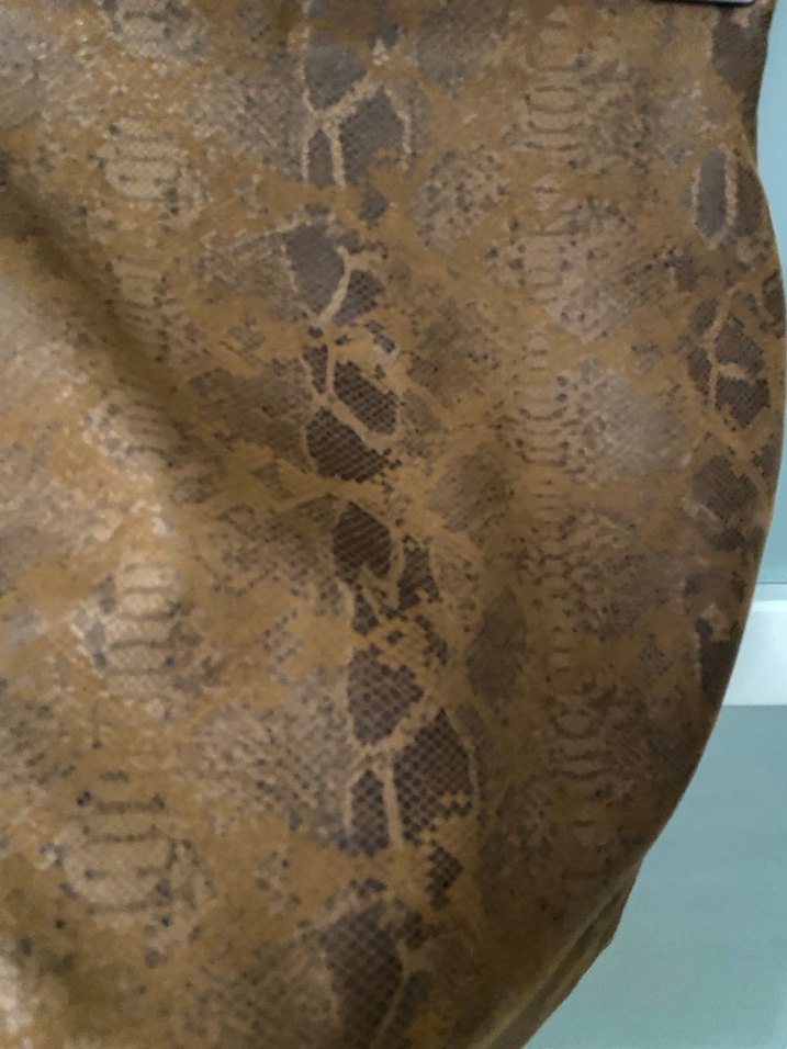 Kahverengi Yılan Desenli Mini Deri Etek - Görsel 4