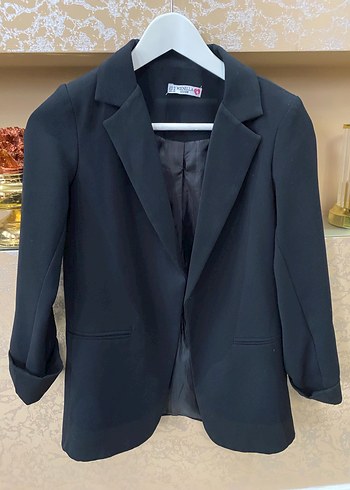 Siyah Düğmeli Kadın Blazer Ceket - Görsel 2