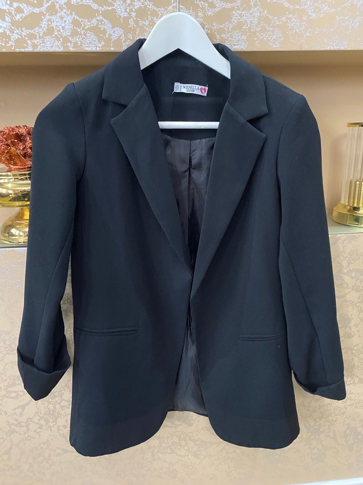 Siyah Düğmeli Kadın Blazer Ceket - Görsel 2