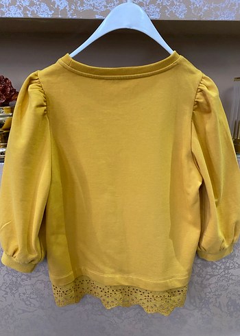 Sarı Nakışlı Uzun Kollu Bluz sweat - Görsel 4