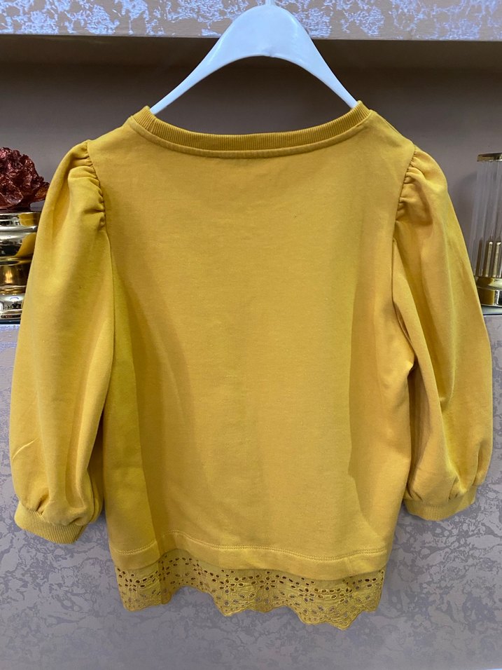 Sarı Nakışlı Uzun Kollu Bluz sweat - Görsel 4