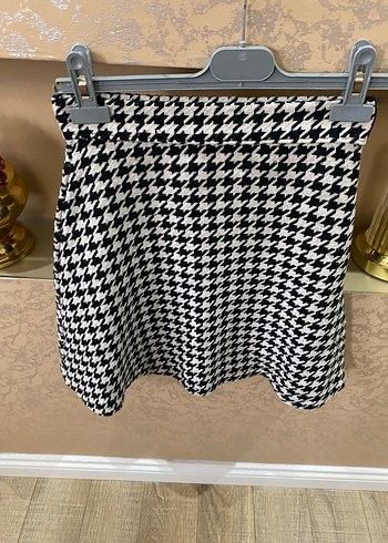 Beyaz Ekose Pilili Mini Etek - Görsel 2