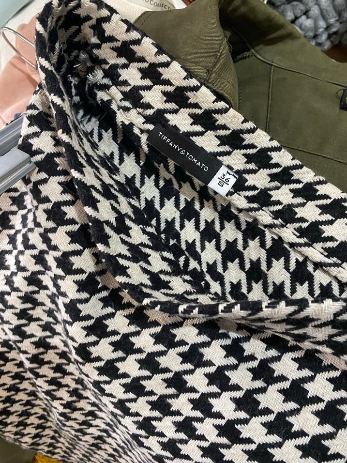 Beyaz Ekose Pilili Mini Etek - Görsel 4