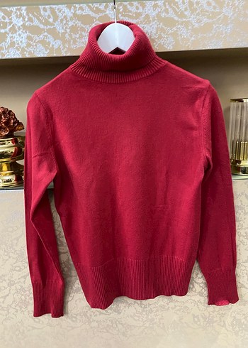 KırmızıKadın Boğazlı Örgü Kazak - Görsel 3