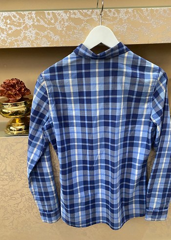 Kadın Mavi Ekose Uzun Kollu Gömlek - Görsel 3