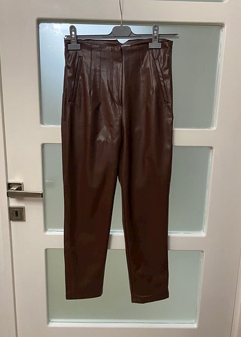 Kahverengi Deri Kemerli Midi Pantolon - Görsel 9