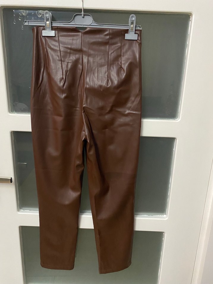 Kahverengi Deri Kemerli Midi Pantolon - Görsel 3