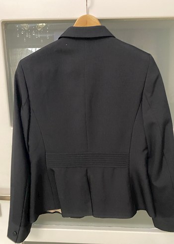 Kadın siyah Düğmeli Ofis Blazer Ceket ve etek - Görsel 4