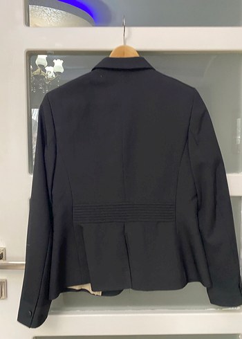 Kadın siyah Düğmeli Ofis Blazer Ceket ve etek - Görsel 8