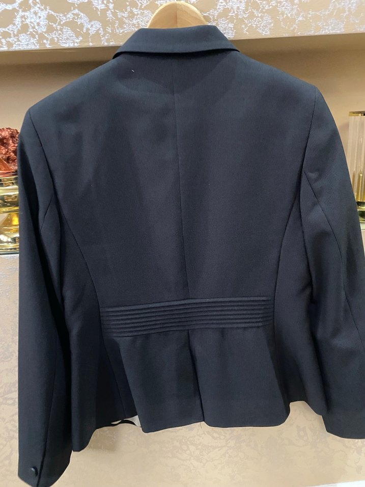 Kadın siyah Düğmeli Ofis Blazer Ceket ve etek - Görsel 5