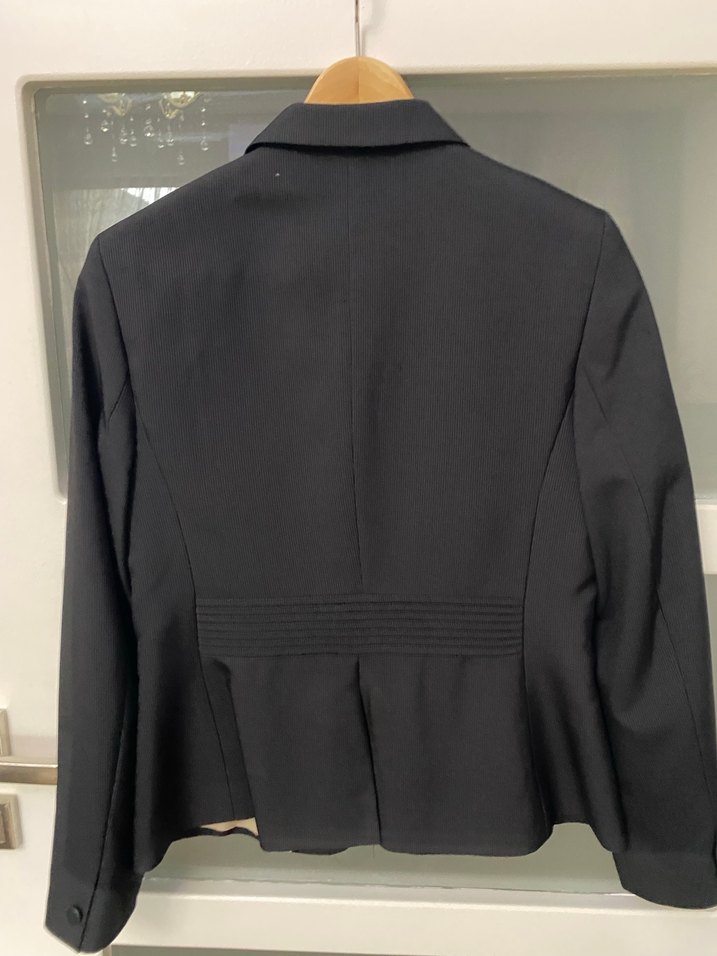 Kadın siyah Düğmeli Ofis Blazer Ceket ve etek - Görsel 4