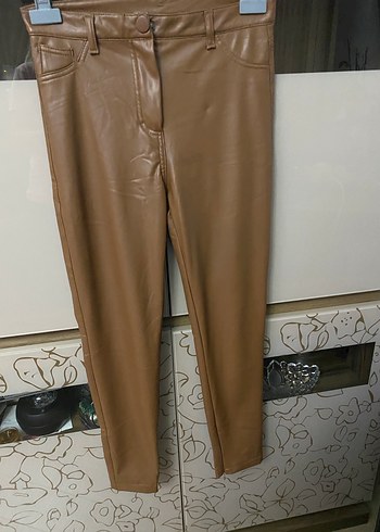 Kahverengi Deri Kemerli Kadın Pantolon - Görsel 7