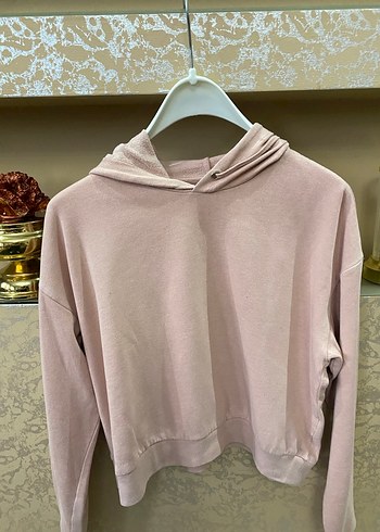 Pembe Kapüşonlu Kadın Sweatshirt - Görsel 3